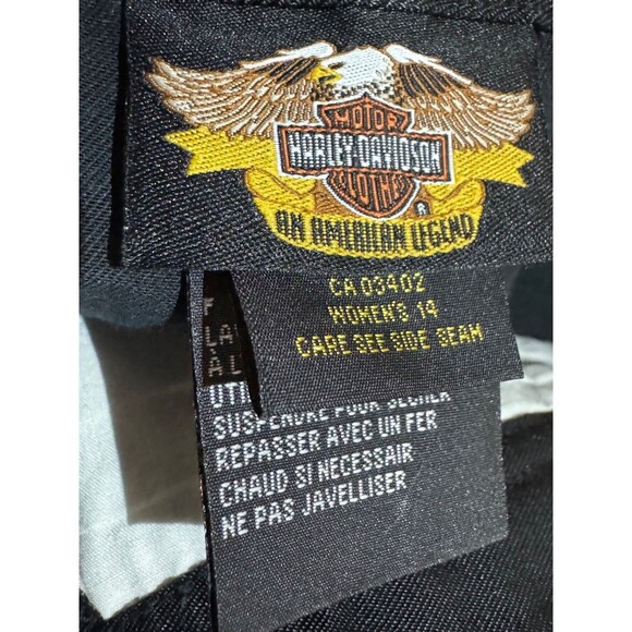 HARLEY DAVIDSON Black Cotton & Nylon Motorcycle Riding Pants Women’s Size 14 - Picture 5 of 7